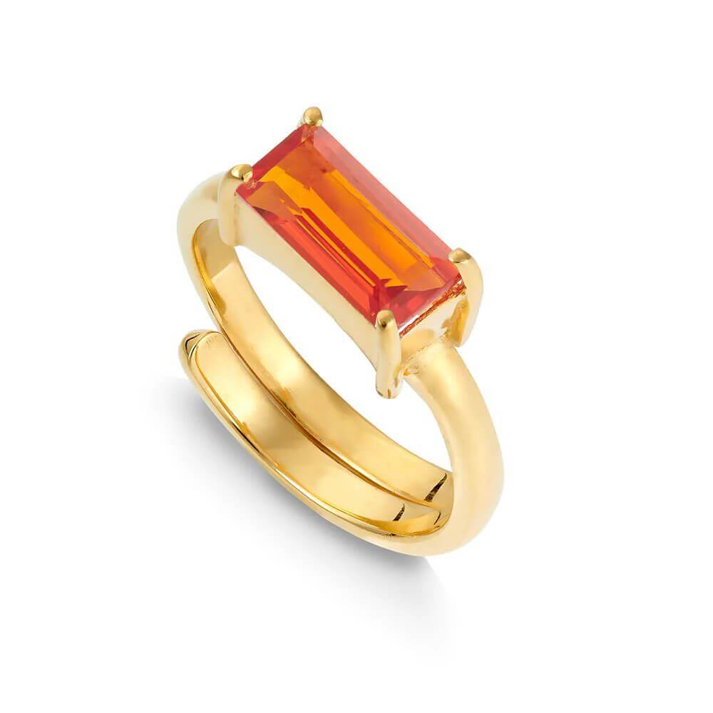 SVP Nirvana Orange Quartz Gold Adjustable Ring